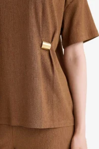 DeFacto Regular Fit Crew Neck Wrapped Short Sleeve T-Shirt - Image 7