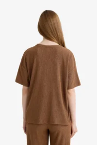 DeFacto Regular Fit Crew Neck Wrapped Short Sleeve T-Shirt - Image 8