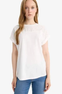 DeFacto Crew Neck Flared Cotton Short Sleeve T-Shirt
