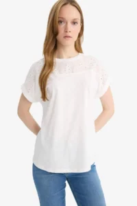DeFacto Crew Neck Flared Cotton Short Sleeve T-Shirt - Image 3