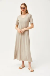 Olalook Women Stone V-neck Casual Maxi Dress - Image 2