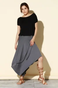 Quincey Women Gray wrap tied up Skirt Ek2319