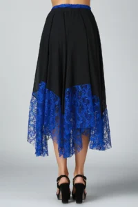 Quincey Women Saks Blue Black Asymmetric Skirt - Image 3