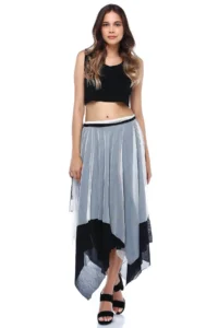Quincey Women Black White Tulle Skirt Two Layer Ek2355