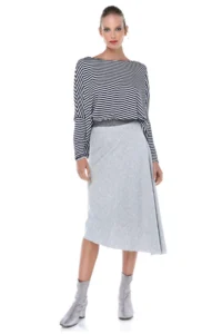 Quincey Lame Arched Asymmetric Skirt