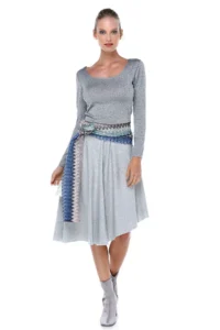 Quincey Women's Grimelange Asymmetrical Tie Belted Skirt Ek2359