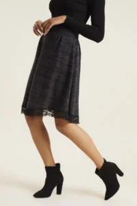 Quincey Women Gray Knitting Skirt - Image 3