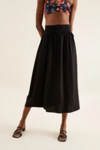 Quincey Women Black Beli Elastic Maxi Skirt - Image 3