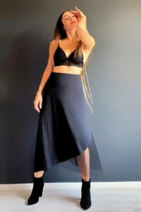 Quincey slit DOUBLE LAYER Tulle  Asymmetric Skirt - Image 2