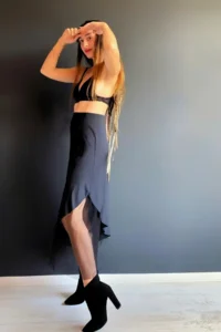 Quincey slit DOUBLE LAYER Tulle  Asymmetric Skirt - Image 3