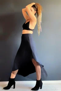 Quincey slit DOUBLE LAYER Tulle  Asymmetric Skirt - Image 5