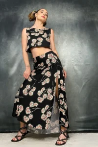Quincey Ethnic Patterned slit Skirt 36