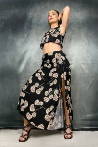 Quincey Ethnic Patterned slit Skirt 36 - Image 4