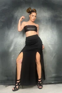 Quincey DOUBLE slit Crepe Skirt