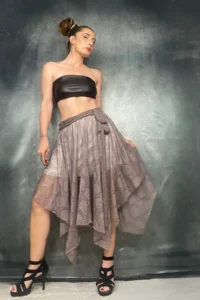 Quincey Mink Net Asymmetric Skirt - Image 2