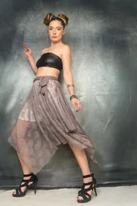 Quincey Mink Net Asymmetric Skirt - Image 5