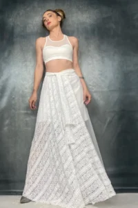 Quincey Lace Tulle Maxi White Skirt - Image 2