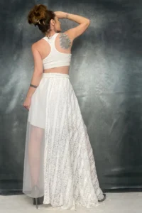 Quincey Lace Tulle Maxi White Skirt - Image 3