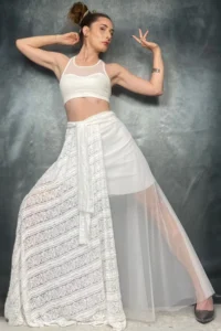 Quincey Lace Tulle Maxi White Skirt - Image 4