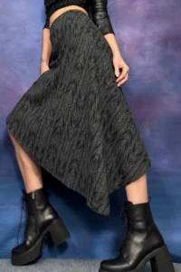 Quincey Jacquard LYCRA Asymmetric Skirt - Image 4