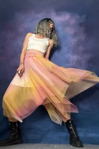 Quincey RAINBOW gradient TULLE Asymmetric Skirt - Image 2