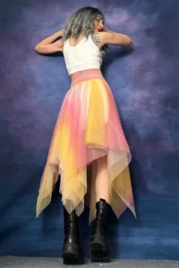 Quincey RAINBOW gradient TULLE Asymmetric Skirt - Image 4