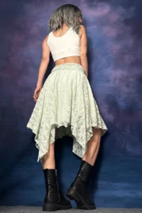 Quincey PALE Blue Asymmetric Lace Skirt - Image 3