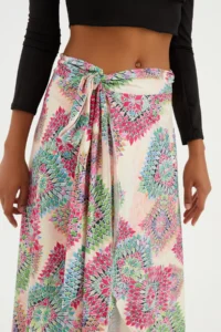 Quincey Multicolored wrap tied up Flowy Skirt - Image 5