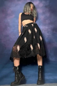 Quincey Pink FEATHER  Lace Skirt - Image 3