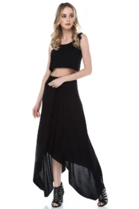 Quincey Women Black Asymmetric Skirt