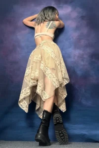 Quincey Beige Lace Asymmetric Skirt - Image 5