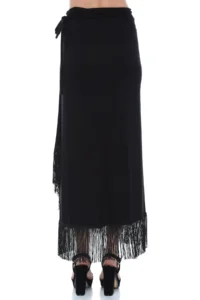 Quincey Women Black Tassel wrap Skirt - Image 2