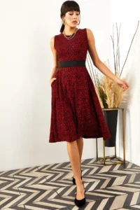 Olalook Women Rejection with pocket  flared Dress - Image 3