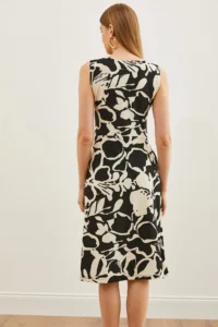 Olalook Women White Black with pocket flared Dress - Image 6