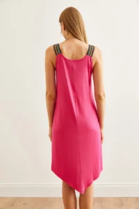 Olalook Women's Fuchsia Ethnic Strappy Asymmetrical Dress - Image 7