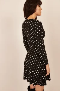 Olalook Women Black Double breasted Polka Dot Dress - Image 6