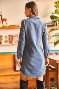Olalook Women Indigo Bowl Shirt Dress - Image 2