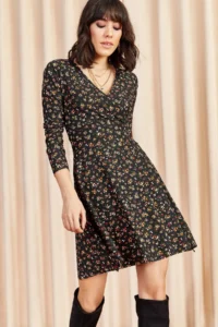 Olalook Women Black Double breasted Knitting Dress - Image 2