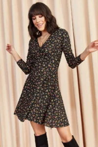 Olalook Women Black Double breasted Knitting Dress - Image 4