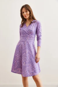 Olalook Women Purple Powder Pink Double breasted Knitting Dress - Image 3