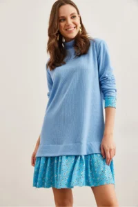 Olalook Women Bebe Blue Garnili Thessaloniki Elbise - Image 3