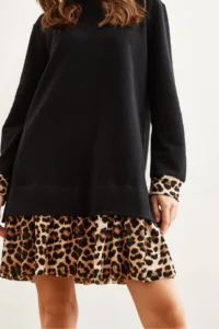 Olalook Women's Black Leopard Garnished Thessaloniki Dress - Image 8