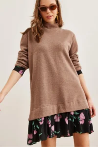 Olalook Women's Milk Coffee Garnish Thessaloniki Dress