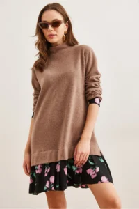 Olalook Women's Milk Coffee Garnish Thessaloniki Dress - Image 2