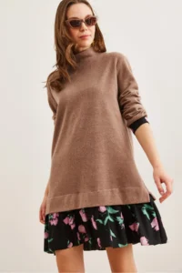 Olalook Women's Milk Coffee Garnish Thessaloniki Dress - Image 3