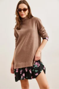 Olalook Women's Milk Coffee Garnish Thessaloniki Dress - Image 4