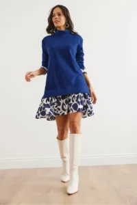 Olalook Women's Navy Blue Ecru Garnish Thessaloniki Dress - Image 7
