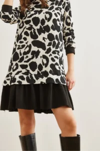 Olalook Women's White Black Garnished Thessaloniki Dress - Image 5