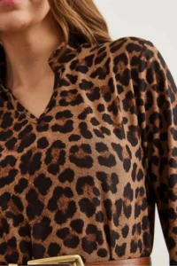 Olalook Women's Brown Leopard V-neck Flounce Dress - Image 7