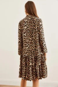 Olalook Women's Leopard Stone V-neck Flounce Dress - Image 2